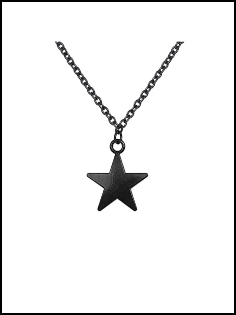 Stainless Steel Star Pentagram Necklace 24 Inch Curb Chain Goth Punk Unisex